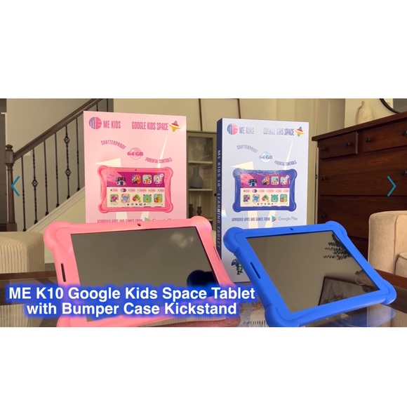 Google Kids Space 10” 64 GB Kids' Shatterproof Tablet w/ Bumper Case Kickstand - Picture 3 of 9